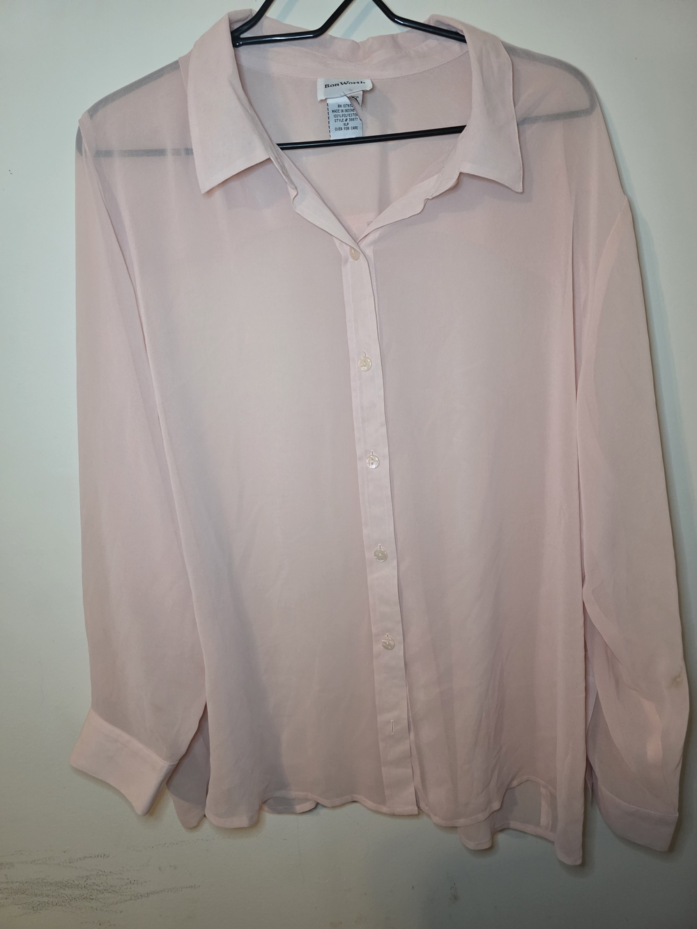 Bon Worth Soft Light Pink Casual Button-Down Shirt